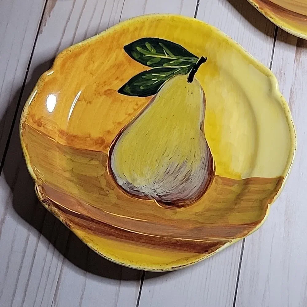 𝅺Vietri Italy Tuscan Fruut Salad Plates  4  Farmhouse